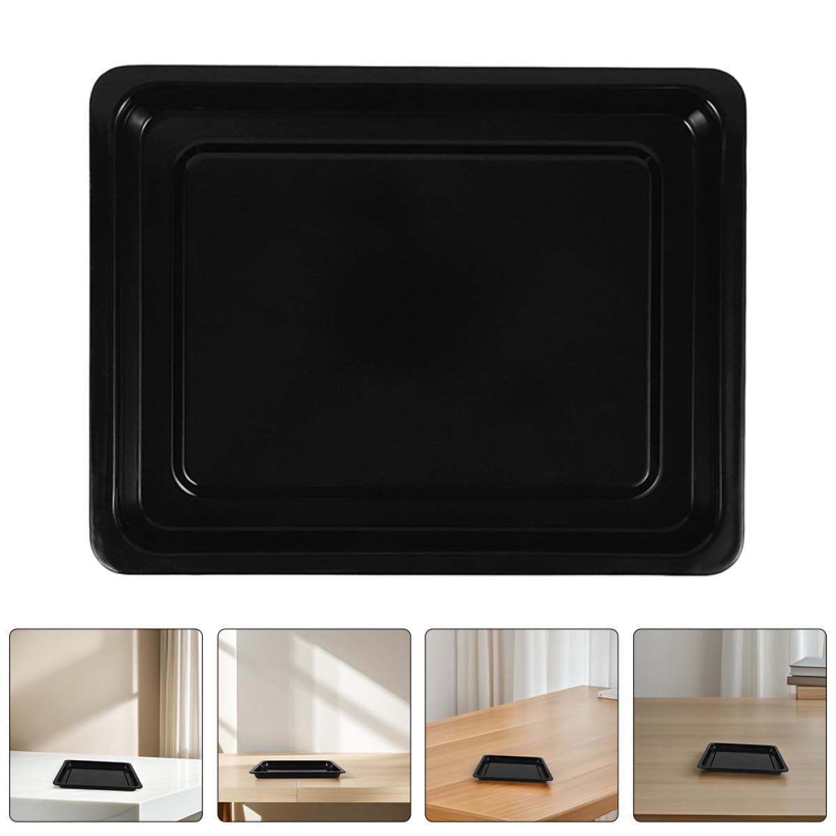 Cabilock 2piezas Bandejas Para Hornear Esmaltadas Negras Resistentes Fáciles De Limpiar Para Cocina y Repostería Comercial Bandejas Para Hornear Planas
