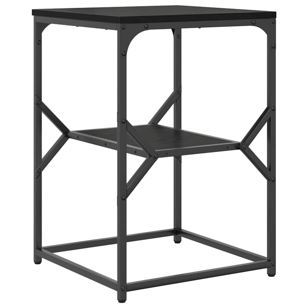 Hothingwell Beistelltisch Eiche schwarz 41x40x60 cm | Maschinenholz, Stahlrahmen, matte Oberfläche, Aufbewahrung für Lampen, Reinigung mit feuchtem Tuch
