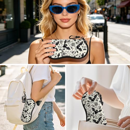 Image of Sunglasses Soft Case, Cute Ultra Light Portable Neoprene Zipper Eyeglass Glasses Case with Belt Clip for Men Women