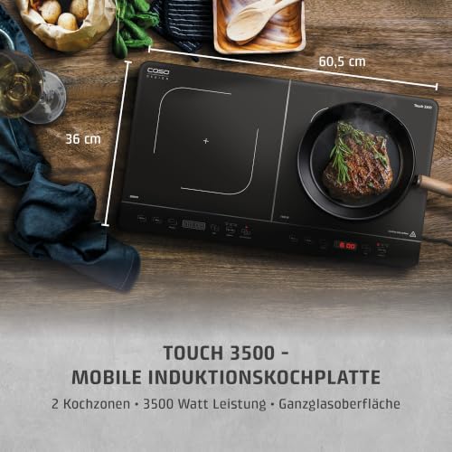 CASO Touch 3500 Induktionskochplatte doppelt mobil, Sicherheitsschalter, 60-240°C, 6 Stufen, Timer...