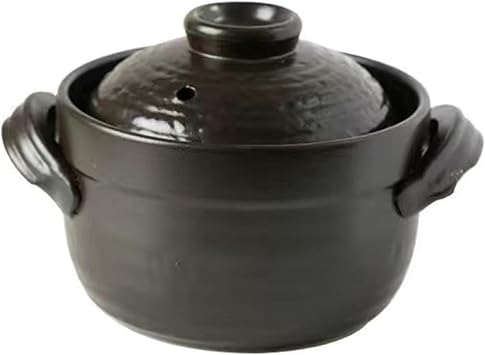 Rice Cooker - Induction Compatible, Banko Pot, Black Glazed Metal, Double Lid Rice Pot, 3 Cook | Induction & Open Fire | Wooden Rice Spoons and Triangle Pot Holder | Delicious Rice Pot | Perfect for