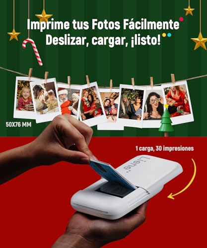Miniatura 9 de Liene Pearl K100 Mini Impresora Fotográfica Instantánea, Bluetooth Impresora Movil Portatil Con 50 Zink Papeles Fotográfico Adhesivos, 2x3, Para Ios Android Smartphone, Blanco