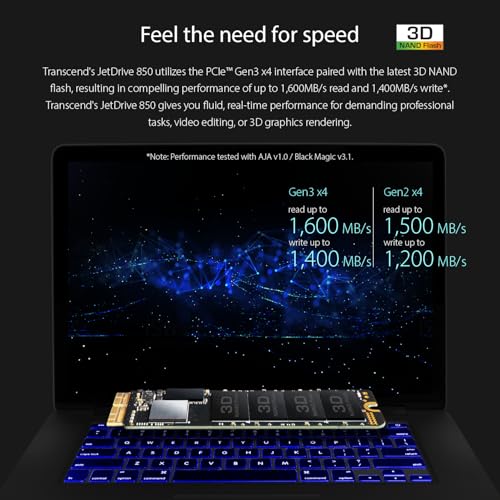 Image of Transcend 960GB JetDrive 850 Nvme PCIe Gen3 X4 SSD Solid State Drive TS960GJDM850