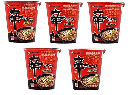 Image of Nongshim Shin Ramyun Instant Noodles Cup 68Gm*5Pack (Pack Of 5) (Imported), Vegetarian, 68 grams