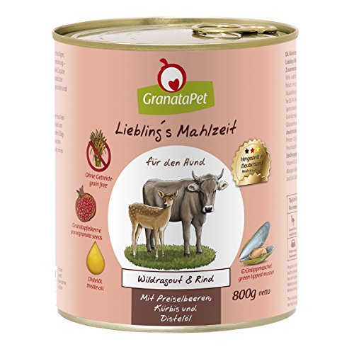 Liebling's Mahlzeit Nassfutter Wildragout & Rind, 6er Pack (6 x 800 g) & Nassfutter Fasan & Geflügel, 6er Pack (6 x 800 g)