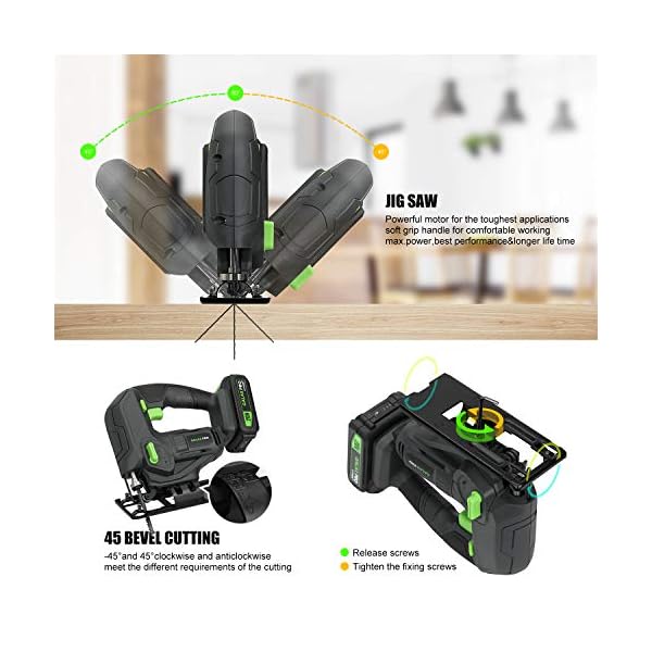 GALAX PRO Stichsägen, DC-20 V Max 1,3 Ah Lithium-Ionen 2500 SPM Stichsägewerkzeug mit Akku und Ladegerät, 8 Stück T… – Bild 5