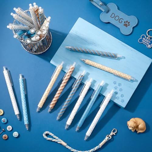 Image of Jetec 54 Pcs Blue Dogs Pens Bulk Ballpoint Pens Sets Stuff Aesthetic Retractable Office Supplies Gift for Student Teacher Writing Journal Planning Notepad Desk Decor for Women Men Nurse Staff