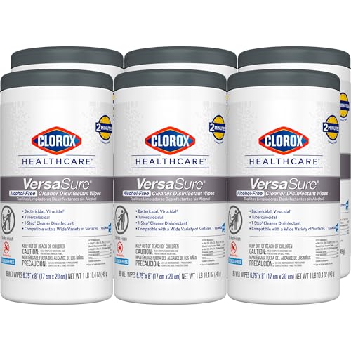 Clorox Healthcare VersaSure Cleaner Disinfectant Wipes, 6.75" x 8", 85 Count Canister, Pack of 6 (Package May Vary) - image 1