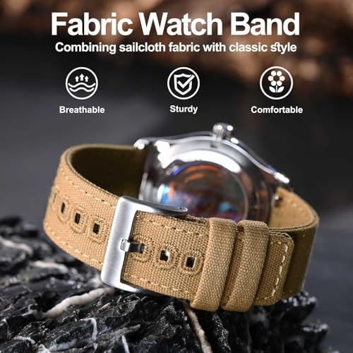 WOCCI Watch Bands, Canvas Fabric, Quick Release, Compatible Watch Lug Width 18mm 19mm 20mm 22mm 24mm - Image 3
