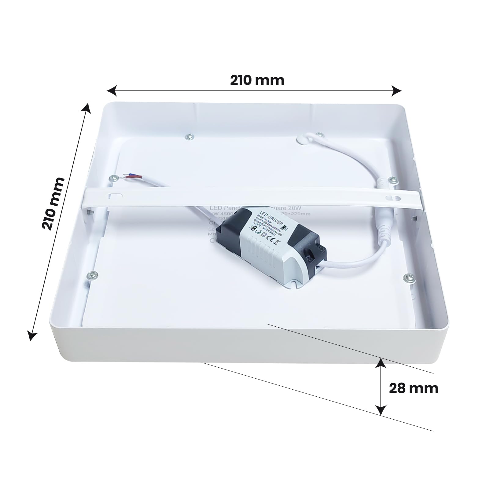 LED ATOMANT 20x Plafon LED Superficie Cuadrado 210x210mm 20W Luz Neutra | Color Blanco Neutro 4500K, 1800 Lumenes, Driver incluido