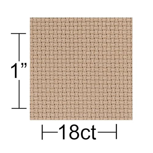 Image of Essentials By Leisure Arts Aida Cloth, 18 Count, Beige, Cross Stitch Fabric, Embroidery Fabric, Cross Stitch Supplies for Crafting, Stitching, and Sewing Projects 15X18
