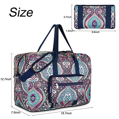 Travel Foldable Waterproof Duffel Bag - Lightweight Carry Storage Luggage Tote Duffel Bag. (Green Floral)