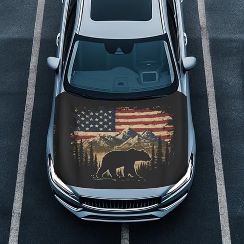 Image of Car Hood Cover Protector,Bear Print Comfortable Breathable Print Stylish Hood Covers for Cars,Decoration Universal Car Accessories