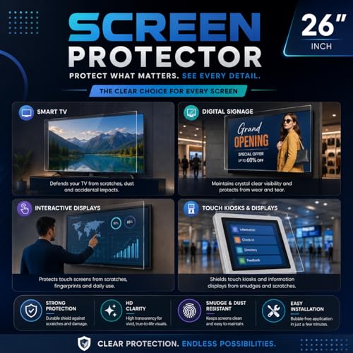 Image of ULTRAMAC 26 inch 3mm Acrylic TV Screen Guard | 9H Hardness | Scratch & Splash Resistant | ISO Certified Protection with Ultra HD Clarity