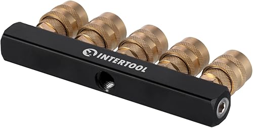 Miniatura 9 de INTERTOOL Colector divisor de aire de 3 vías, 14" NPT, conectores de acoplamiento rápido de latón, bloque recto PT08-1855