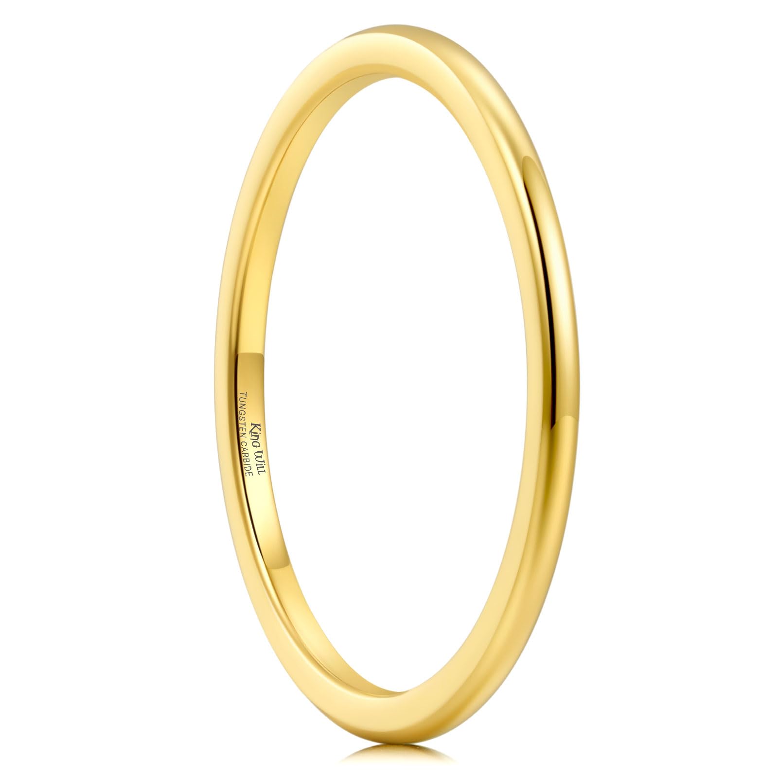 King Will Men's Women's Tungsten Carbide Ring 24k Gold Plated Rose Gold Plated Domed Polished Finish Wedding Band