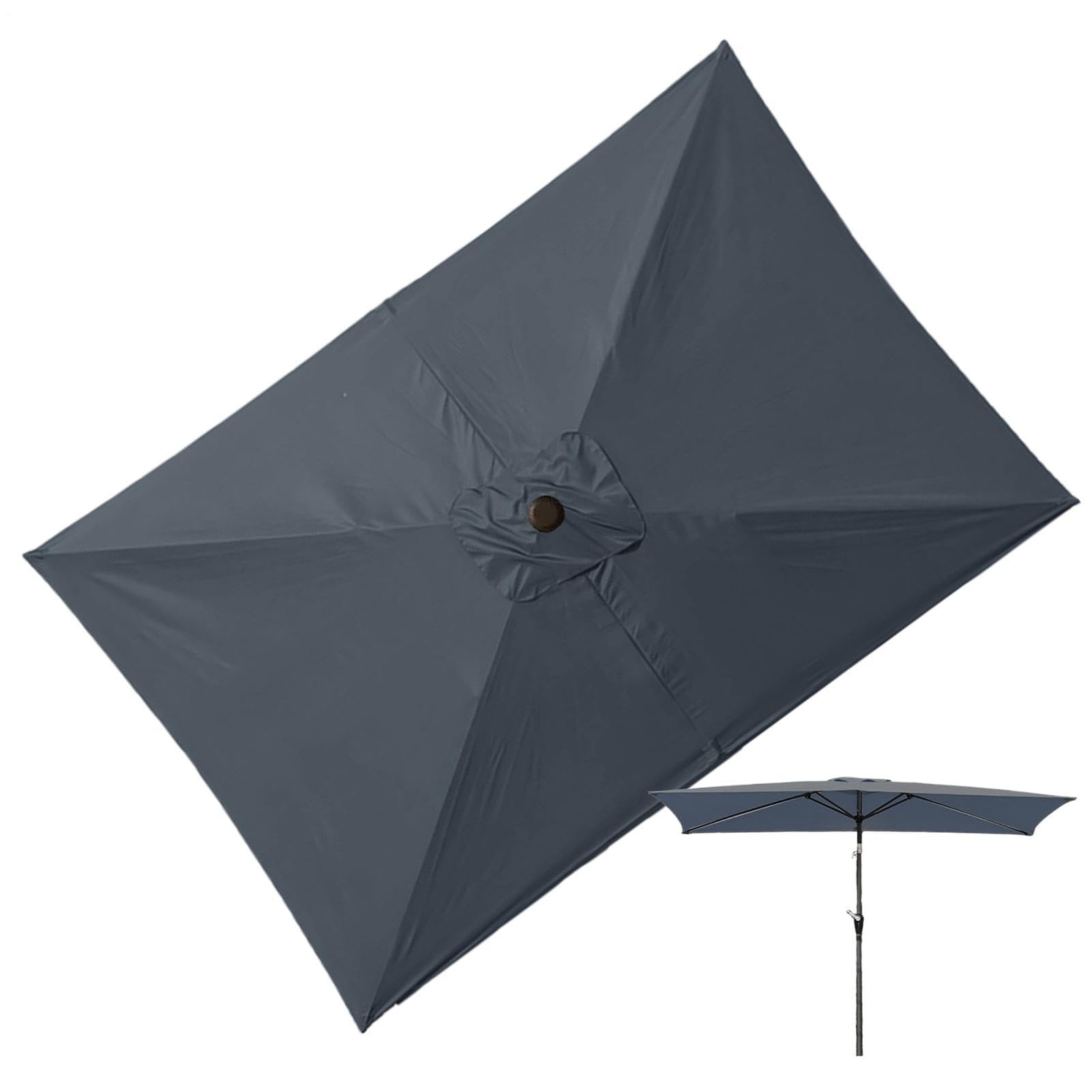 Zapasowy baldachim parasola, prostokątny parasol z 6 żebrami - 2 x 3 m tkanina na patio parasol górny, na zewnątrz, podwórko, trawnik, basen, plażę, balkon, werandę, piknik