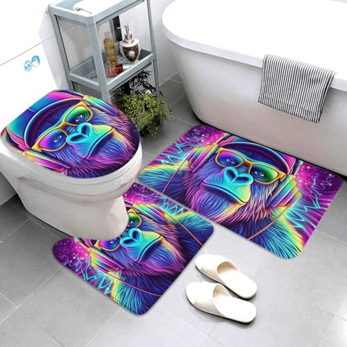Alfombrilla de contorno y alfombras de baño de microfibra suave de neón 4