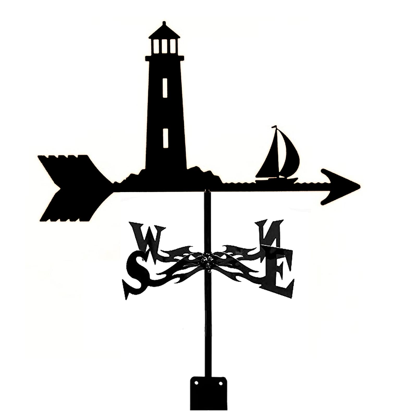 TAXXII Weather Vane,Vintage Wind Direction Indicator Decor Weathercock for Farm Patio Yard Garage Cupola Barn Gazebo Measuring Tool Easy Use and Install-Lighthouse