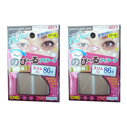 DAISO JAPAN Natural Double Eyelid Nudy Tape Slim | 86 pcs | Bandage type (Set of 2)