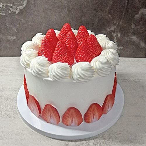 tonntyann 誕生日ケーキ 記念日ケーキ 食品 サンプル 直径20cm 詰め合わせ お菓子 おかし 食品模型 ディスプレイ用 模型 フェイク 本物そっくり リアル 見本 食玩 セット 展示 販促 グッズ ままごと お店屋さん 撮影道具 (ストロベリー