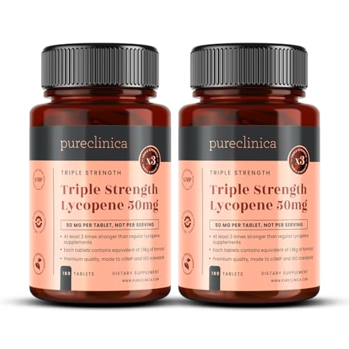Lycopen 50mg x 360 Tabletten (2 Flaschen à 180 Tabletten) Dreifache Stärke von regulären Lycra-Nahrungsergänzungsmitteln