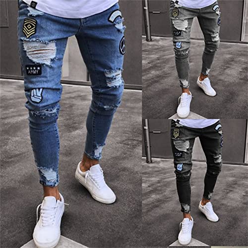 Slim-fit Ripped Tapered Biker Jeans for Mens Distressed Destroyed Slim Fit Jean Ripped Holes Skinny Denim Pants4