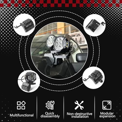 Image of New Quick Release Dual A-Pillar Light Mounts for Ford F150 2021-2026 & 3rd F150 Raptor 2021-2026 Non-Destructive Installation, Modular Brackets for Offroad LED Pod Lights & Ditch Lights(No Drilling)