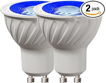 2-Pack LED Landscape Light 5W GU10 Red Green Blue Orange LED Spotlight Bulbs MR16 Coloured Spot Light Bulb for Wall Washer, Landscape Lighting, Decorative Lighting, Mood Lighting Blue