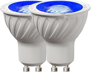 2-Pack LED Landscape Light 5W GU10 Red Green Blue Orange LED Spotlight Bulbs MR16 Coloured Spot Light Bulb for Wall Washer, Landscape Lighting, Decorative Lighting, Mood Lighting (Blue)