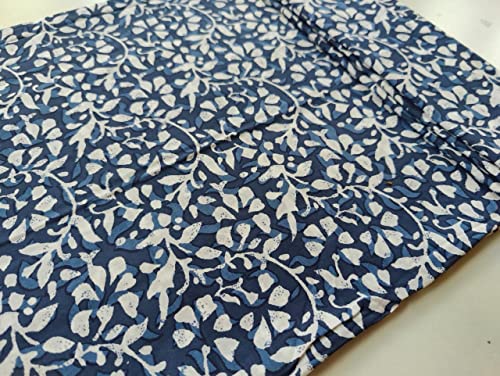 Image of Floral Printed Cotton Fabric Cloth Hand Block Print Fabric Women Material Running Jaipuri Hand Block Printed Women Dress Material Kurtis Natural 44 inch Inches Width 2.5 Meter (Pattern 40)