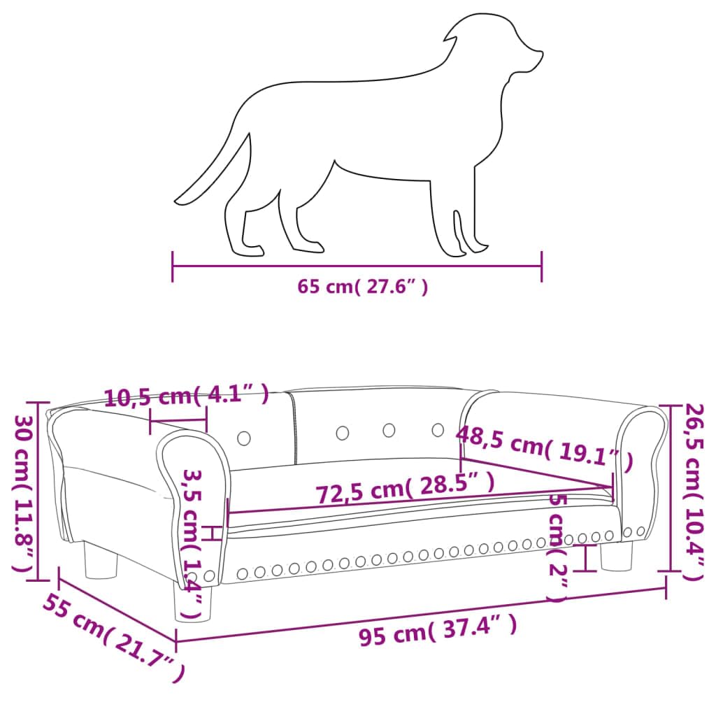 vidaXL Cama para Perros de Terciopelo Azul 95x55x30 cm, sofá para Perros, Cama para Cachorros, Asiento para Perros, sofá para Mascota
