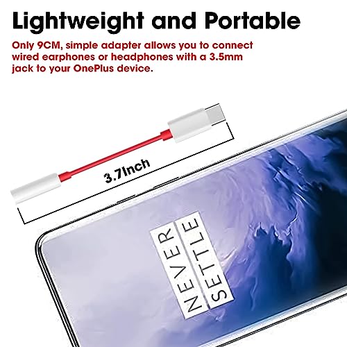 Image of ONE PLUS Type C to 3.5mm Splitter Audio Jack Converter Adapter Headphones Jack Compatible with only One Plus Devices 6 6T 7 7T 8 8T and Pro Devices(Earphone's Volume Up Down Keys,Mic Supportable