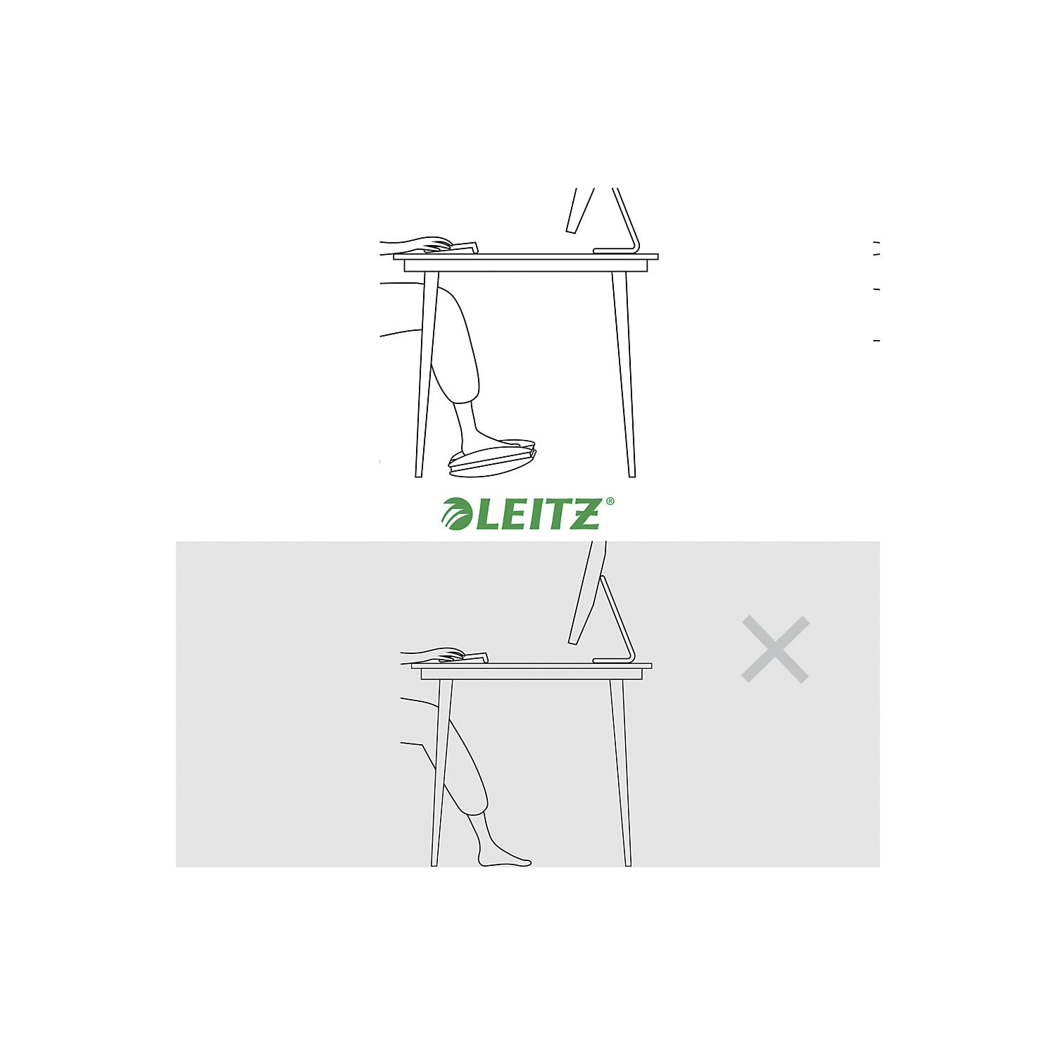 Leitz Ergo Poggiapiedi Ergonomico Regolabile per Scrivania con 2 Impostazioni di Altezza, 50,8 x 13,5 x 30 cm, Grigio Chiaro/Bianco, 65030085