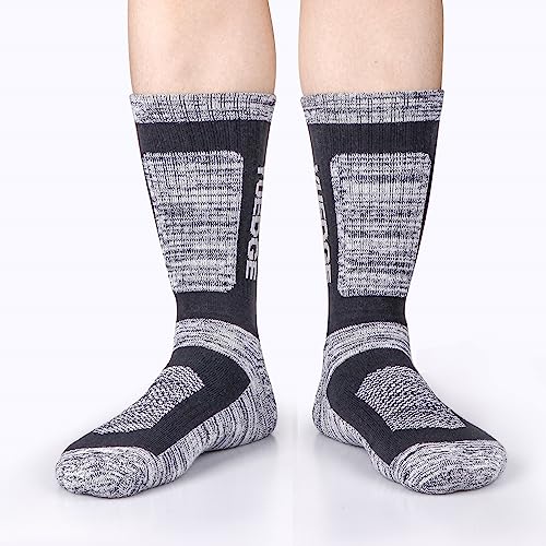 YUEDGE Men's Moisture Wicking Breathable Anti Blister Cushioned Casual Crew Socks Comfort Work Socks Multi Performance Hiking Walking Athletic Sports Socks For Men, 5 Pairs