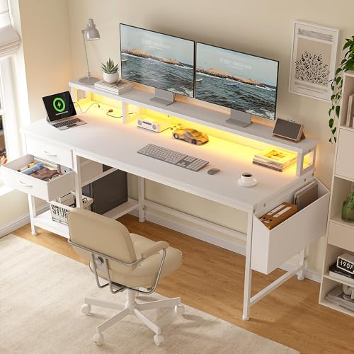 Image of DurayLoly 55 inch Small Gaming Desk with Remote Control RGB Light for Teen Gamer,10m Full-Color Strip with Wireless Remote,20 Dynamic & 20 Lighting Modes, Effortless Control to Level Up Your Gaming Vibe