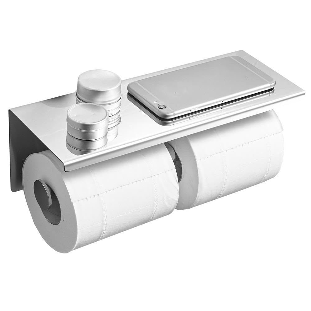 Litinliv Toilettenpapierhalter Edelstahl – Mit Telefonablage, Wandmontiert, Grau, Rostfrei
