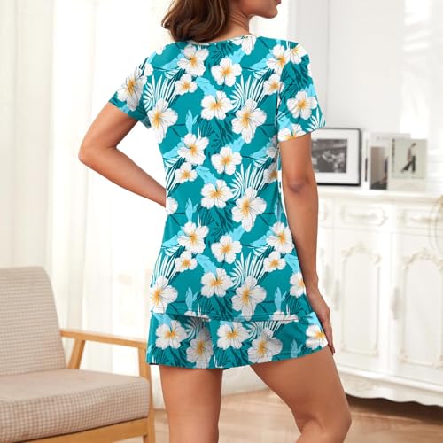 Image of Findsweet Pajama Set for Women 2 Piece Lounge Set Soft Sleepwear Summer Casual Short Pjs Sets with Pockets M-3XL