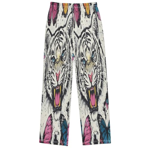 Boy's Pants Tiger Pink Blue Butterfly Jogger Pants Elastic Waist Long Bottoms Trousers with Pockets 6-14 Years