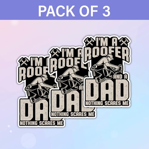 Image of SODAVA (3Pcs) Roofer Dad Funny Roofer Stickers Funny Roofing Stickers Carpenter Construction Waterproof Vinyl Decal, Gifts for Hard Hat, Car, Laptop, Helmet, Notebook, Cooler