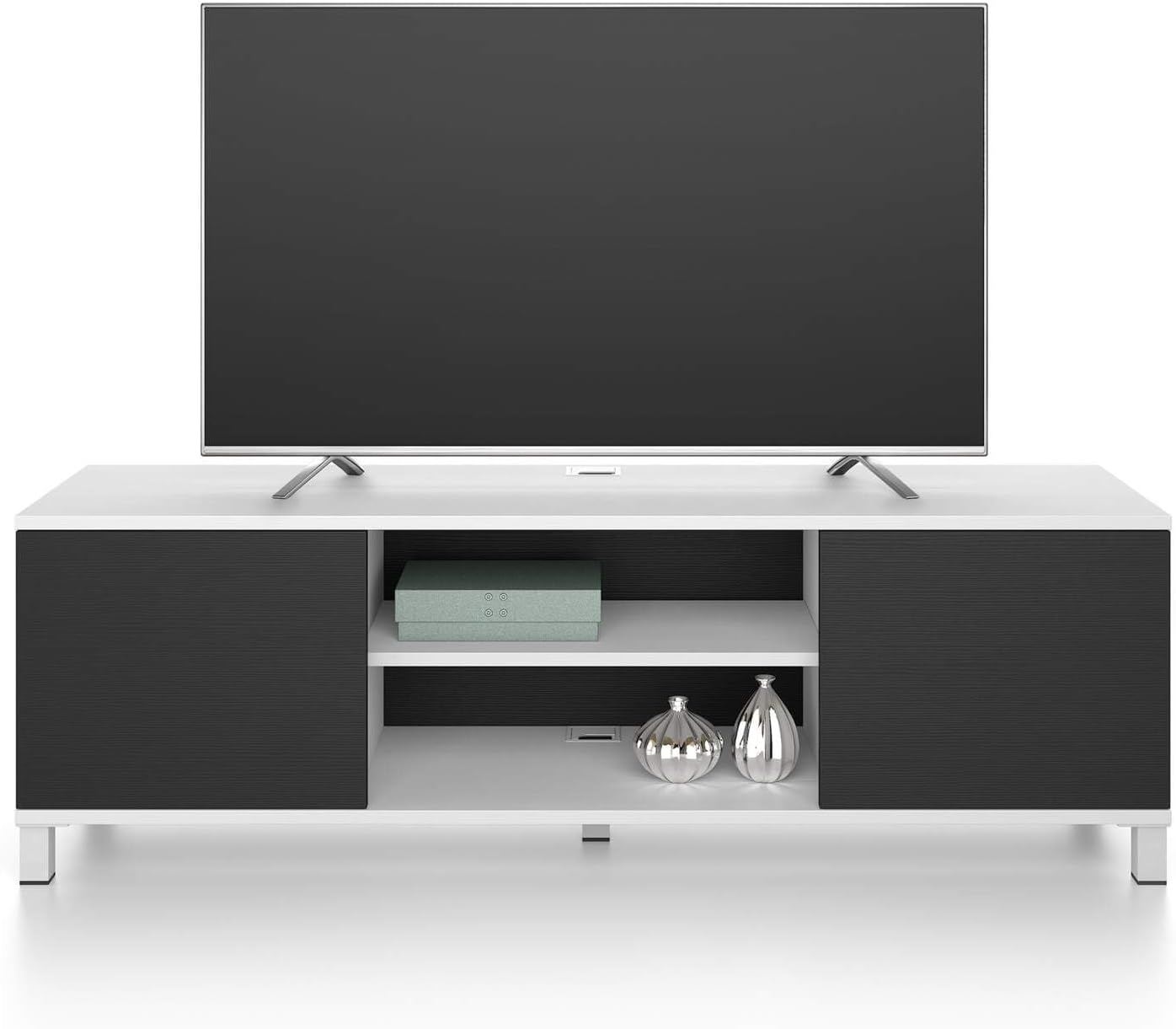 Mobili Fiver, Rachele TV Stand, Ashwood White and Ashwood Black, Made in Italy