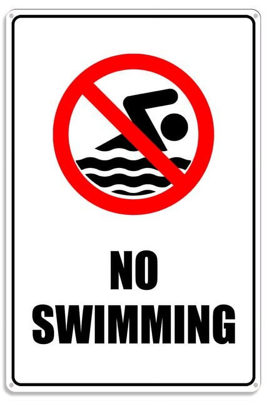 peiyeety No Swimming Metal Sign with Symbol Aluminum Uv Printed 4 Pre-Drilled Holes 12x16 Inches