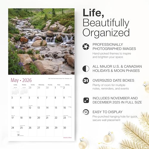 Image of RED EMBER Streams & Rivers 2026 Wall Calendar 12 Month | 12 inch x 24 inch Open | Thick & Sturdy Paper | Giftable | Nature Calendar 2026