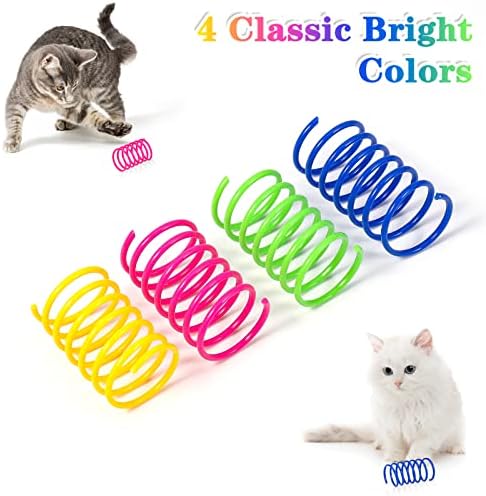 Fuyamp 16 Pcs Cat Colorful Springs Toys, Cat Spring Toys for Kittens, BPA Free Plastic Interactive Toys to Keep Fit for Swatting, Biting, Hunting Healthy Play Kitten Toys