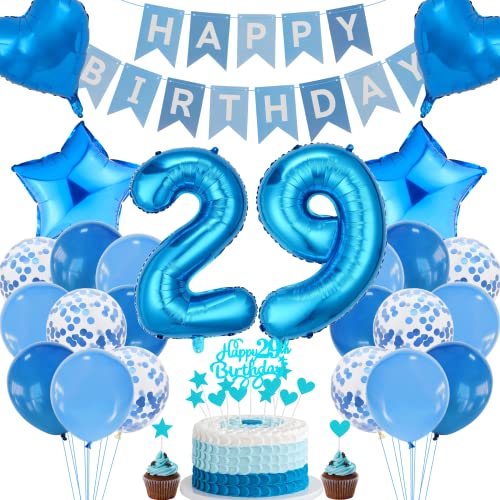 Cnrose 29. Geburtstag Dekoration,Blau Tortendeko Geburtstag 29 Jahre Mann,Party Deko Blau,29 Geburtstag Frau Männer,Tortendeko 29. Geburtstag Mann Frauen,Geburtstagsdeko 29 Jahre Frau Cnrose 29. Geburtstag Dekoration,Blau Tortendeko Geburtstag 29 Jahre Mann,Party Deko Blau,29 Geburtstag Frau Männer,Tortendeko 29. Geburtstag Mann Frauen,Geburtstagsdeko 29 Jahre Frau