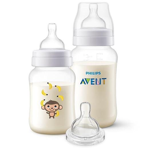 Kit Mamadeiras Anti-colic 260ml Macaco e 330ml + Bico T4 6m+