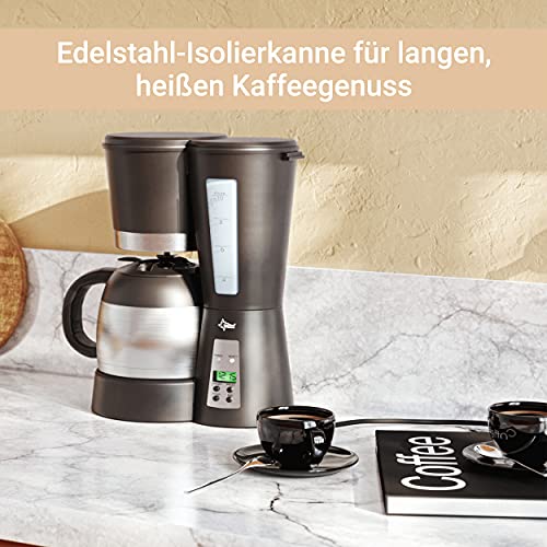 SUNTEC Filter-Kaffeemaschine mit Thermoskanne 1 Liter Füllmenge 8-10 Tassen Edelstahl Schwarz | Coffee Machine Timer… – Bild 7