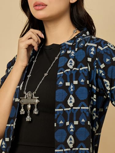 Image of Azira Cotton Abstract Print Front Open Shrug & Calf Length & Western & Casual Wear & Summer Wear & Shrugs for Woman Stylish