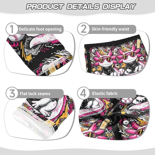 Boccsty Pink and White Axolotl Playing Softball Girls Leggings Kids Yoga Pants Dance Active Tights 4T3