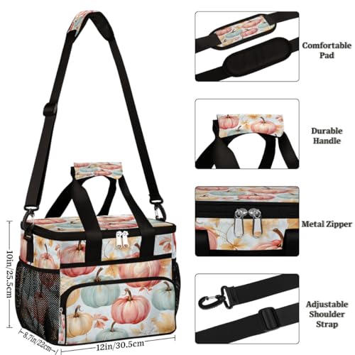 Insulated Picnic Backpack Lunch Box for Women Men Picnic Basket Tote Lunch Bag Picnic Bag Portable Lunch Bags for Picnic, Beach, Work, Trip,Office, Camp Harvest Pumpkins